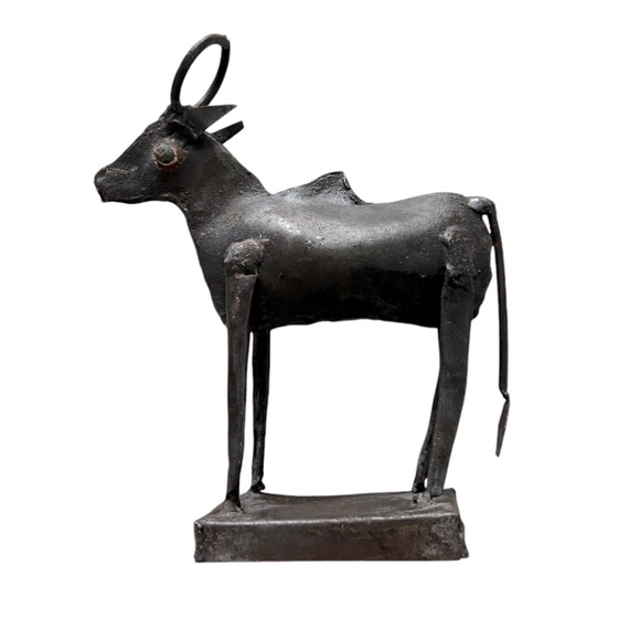 Benin Style Bronze Indiana African Water Buffalo Sculpture Primitive Art GUC - Picture 1 of 14